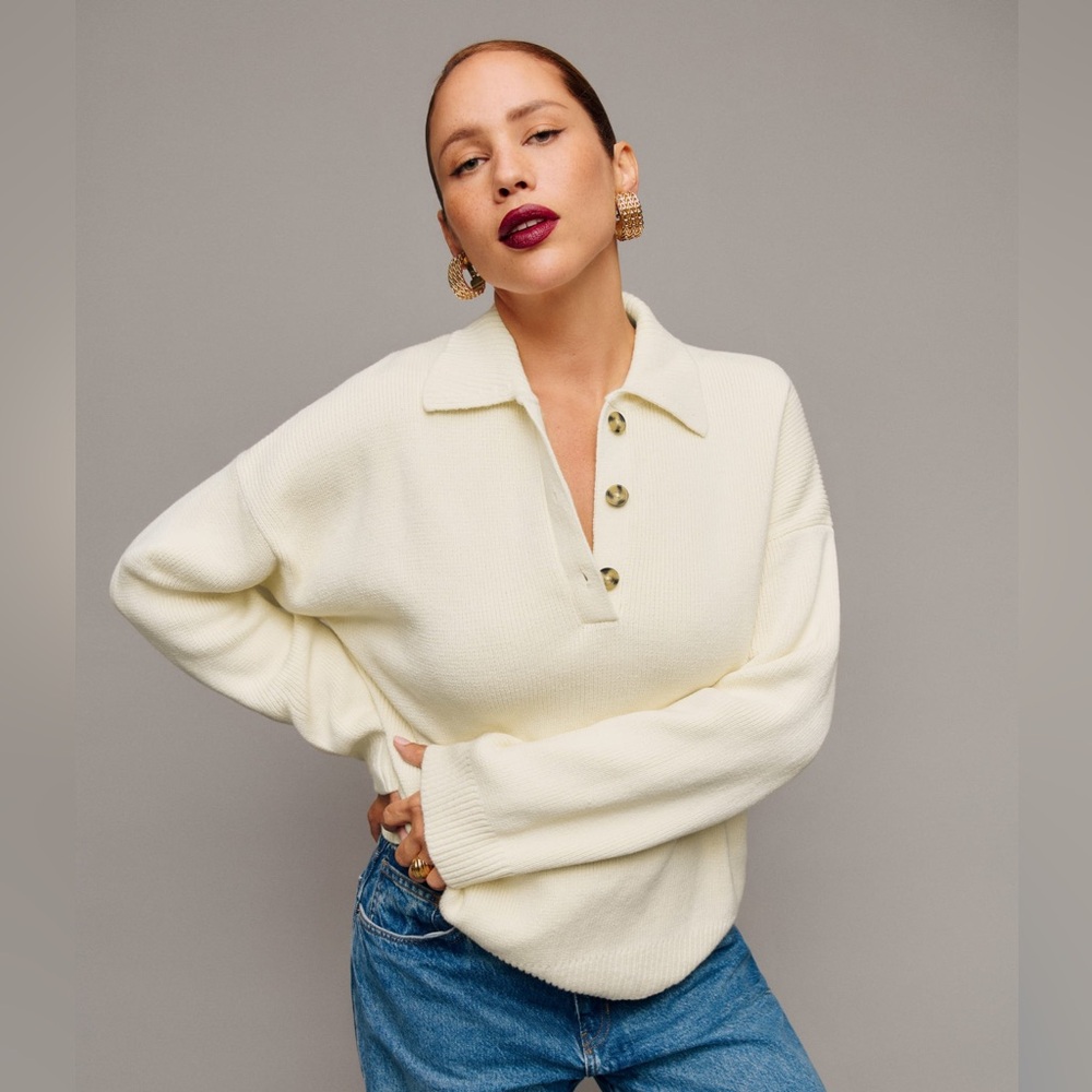 Reformation Brooklyn Cotton Polo Sweater